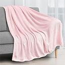 PAVILIA Light Pink Fleece Throw Blanket for Couch, Blush Pink Soft Fuzzy Flannel Throw for Sofa, Luxury Plush Microfiber Bed Blanket, Cozy Home Decorative Velvet Gift Blanket, 50x60