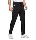 Tansozer Mens Joggers Slim Fit Jogging Bottoms Open Hem Gym Pants Cotton Tracksuit Trousers with Zip Pockets Black XL