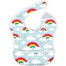 CUXFLS Mess Proof Baby Bibs, Waterproof Baby Apron for Boy and Girl, Kids Essentials for Travel Baby Bibs for Eating, Feeding Bibs Age:0-3 Years Old (Rainbow