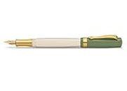 Kaweco STUDENT 60's Swing Fountain Pen I Premium Resin Fountain Pen for Ink Cartridges I Nostalgic Fountain Pen in Green and Cream with Golden Details I Student Pen 16 cm I Nib: F (Fine)