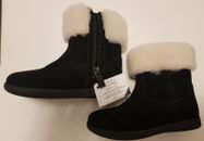 NEU UGG Jorie Sheepskin Suede Fur Black Zip Boots Girls UK8 EUR 26 USA9 UVP 100€