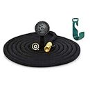 Gardenone 25ft Polyester Non-Kink Expandable Garden Hose Pipe with with Superior Solid Brass Hose Tap connectors Professional 8 Function Spray Head Gun Hook Included