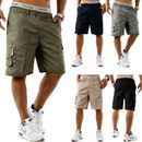 Mens Cargo Shorts Elasticated Summer Casual Cotton Combat Pants M L XL 2XL 3XL