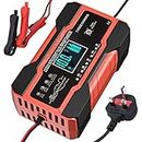 10 Amp Car Battery Charger, 12V/24V Automatic Battery Charger with 7-Stage Charging and LCD Screen, Intelligent Charges, Repairs, Maintains for Car Motorcycle Boat Mower, AGM GEL and Lead Acid Battery