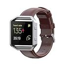 Fit for Fitbit Blaze Bands for Women Men, Stylish Adjustable Leather Band Elegant Replacement Bands Straps Bracelet Wristband Accessory Bands Fit for Fitbit Blaze Smart Watch (Red Wine)