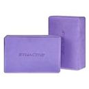 Amazon Brand - Symactive High Density Premium EVA Foam Yoga Blocks for Strength, Balance, and Flexibility, Odour Resistant, Regular Size (3 x 6 x 9 inches, Set of 2, Purple)