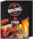 Extra Large BBQ Grill Mat by Linda's Essentials (3 Pack) - Reusable Non Stick Heat Resistant BBQ Mats for Charcoal Grill, Electric and Gas BBQ Grill Mats, BBQ Mat and Must Have BBQ Accessories