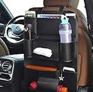 MULTIFARIOUS PU Leather Car Backseat Organizer Waterproof Back Seat Storage Pockets with Tablet, Mobile, Bottle, Tissue Box and Umbrella Holder (Black)