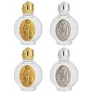 WEBEEDY 4 botellas de agua bendita de cristal, botellas de agua santa católica de Nuestra Señora de Guadalupe María