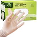 72HRS Vinyl Disposable All Purpose Clear Gloves – 4 mil, Latex Free and Power Free, Food Grade Multipurpose Gloves (100, Large)