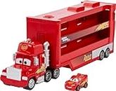 Mattel Disney Pixar Cars Camion Transporteur Mack pour transporter jusqu'à 18 mini-véhicules, mini voiture Flash McQueen incluse, jouet pour enfant, GNW34