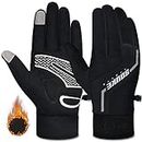SOUKE Winter Cycling Gloves Men Women Thermal Touch Screen Padded Bike Gloves Water Resistant Windproof for Mountain Biking Running