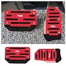 2PCS Non-Slip Car Pedal Covers,Premium Aluminum Alloy Gas and Brake Pedals Covers for Safe Driving,Universal Car Accessories Fits Car Truck SUV Van with Automatic Transmission (Red)