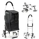 Folding Shopping Cart Grocery Laundry Utility Designed with Tri-Wheel & Bigger Waterproof Shopping Bag & Adjustable Elastic Rope for Stair Climber Climber and Shopping