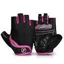 BIKINGMOREOK Bike Gloves Cycling Gloves,5MM Shock-Absorbing Gel,Ultra Ventilated Bicycle Gloves for Mountain Road Biking,Camping,Training,Outdoor Sports-for Men Women Pink-S