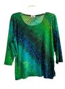 Jostar Stretch Blouse Womens Summer Top 3/4 Sleeves Lovely Emerald Green