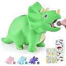 PJDRLLC Dinosaur Piggy Bank for Kids, Unbreakable Plastic Money Coin Bank for Boys and Girls, Great Gifts for Birthday, Easter, Baby Shower (Green)