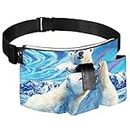 Fanny Pack Travel Belt Bag Tool Pouch,Northern Lights and Polar Bear,Waist Bag Durable Canvas Zipper Adjustable Belt