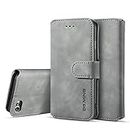 UEEBAI Case for iPhone SE 2022 5G/iPhone 7/iPhone 8/iPhone SE 2020,Luxury PU Leather Case Vintage Wallet Flip Cover [Card Slots] [Magnetic] Stand Folio Shockproof Protection for iPhone SE3/SE2 - Grey
