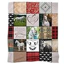 NICTIMEID Horse Memorial Gifts Personalized - Custom Horse Photo Blankets - Horse Loss Remembrance Keepsake - Sympathy Gift for Horse Lover - Horse Bereavement Gifts, Horse Memory Gift