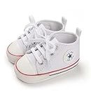 SIFANGPING Zapatos de Primeros Pasos niños Zapatos de Lona para niños Suela Blanda Zapatos de Lona Transpirables y Antideslizantes Ligeros para bebé 20 EU Blanco Rojo