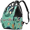 Diaper Bag Backpack, Multifunction Large Travel Backpack, Mermaid Conch Starfish
