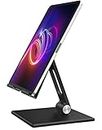 ALASHI Tablet Stand for Desk, Stable Tablet Holder with Heavy and Thickened Metal Base for Large Tablet Device, Multi-Angles Adjustable and Foldable, Universal Supports 7-13.3 Inches Tablet, Black