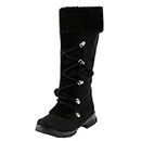 mens high top sneakers 2024 Winter Women's Lace-up Zipper Snow Boots Plush Cotton Warm Cotton Shoes Plush Ball Ethnic Knight Boot SHoe Fashion Comfort H-163 Black 3