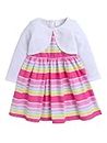 Funshine Girls STRPED Prints Casual Dress with Soft Lining (7-8 Yrs) Multicolour