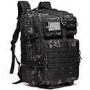 Thuram 50L Durable Nylon Waterproof Fishing Hunting Backpack Outdoor Military Rucksacks Tactical Sports Camping Hiking Bags (Camo Black)