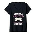 Femme T-shirt de football pour fille avec inscription « I'm Just A 10 Year Old Girl » T-Shirt avec Col en V