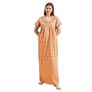 Sweet Dreams Women's Cotton Maxi Classic Regular Nightgown (OCW-2996_Orange_XL)