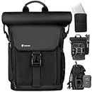 TARION Camera Backpack with Removable 16" Laptop Sleeve Canvas Camera Bag Photography Backpack for DSLR SLR Mirrorless Cameras Video Camcorder Includes Waterproof Raincover Black Rolltop DSLR Backpack