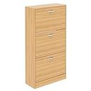 Vida Designs 3 Drawer Shoe Cabinet Cupboard Shoe Storage Organiser Pull Down Wooden Furniture Unit (Pine)