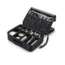 Idearsen Waterproof Makeup Bag Travel Cosmetic Case- All-in- one Professional Portable Makeup Train Cases Organizer Brush Holder with Adjustable Divider (Large EVA)