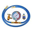 gohantee R134a Recharge Hose Kit with Gauge, AC Refrigerant Recharging Hose Measuring Kit, with Self-Sealing R-134a Can Tap Refrigerant Dispenser to R-12/R-22 Port, R134a Low Side Quick Couple