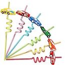 24 Race Car Party Favors Reusable Drinking Straws for Kids Boys Racecar Wheels Birthday Decorations Two Fast Party Supplies with 2 PCS Cleaning Brushes