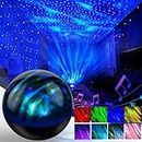 Star Projector Aurora Projector, Galaxy Light Projector with 8 White Noise and Colorful Light Modes, Bluetooth Music Speaker and Remote Control Timing, Suitable for Room Decor Party Game Gift (Black)