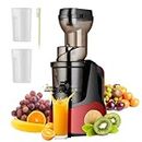 PORIYA Slow Juicer Machine for Whole Fruits and Vegetables, Slow Juicer Machine with Big Wide Chute, with Quiet Motor Reverse Function, BPA-Free, Mothers Day Gifts for Mom (Red)