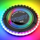 TOSY Flying Disc - 16 Million Color RGB or 36 or 360 LEDs, Extremely Bright, Smart Modes, Auto Light Up, Rechargeable, Perfect Birthday & Camping Gift for Men/Boys/Teens/Kids, 175g frisbees