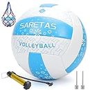 SARETAS Volleyball,Beach Volleyball Official Size for Outdoor/Indoor Play,Colorful Soft Volley Balls for Girls Women Youth Juniors and Teens Practice Volleyballs with Pump Needles for Backyard