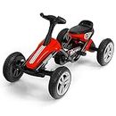 Kids Go Kart, 4-Wheel Pedal Powered Ride On Racer Car for Kids, Boys, Girls, Aged 3-8 - PB1388 Red_Intexca