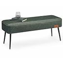 VASAGLE EKHO Collection - Bench for Entryway Bedroom, Synthetic Leather with Stitching, Ottoman Bench with Steel Legs, Living Dining Room, Mid-Century Modern, Loads 660 lb, Forest Green ULOM076C01