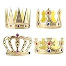 MIVAIUN 4 Pezzi Corone del Re King Crown King Hat Corone della Regina Costume da Principe Corone di Compleanno Corone per Feste Accessori per Costume da Re per Bambini Adulti(4 Pezzi)