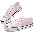 Obtaom Women’s Canvas Shoes Low Top Fashion Sneakers Slip on Walking Shoe, Pink, 8