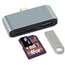 USB C zu SD/TF/USB3.0 Kartenleser, OTG Speicherkartenleser kompatibel mit Galaxy Tablets, Huawei MacBook Pro/Air, Chromebook