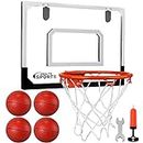 AOKESI Indoor Mini Basketball Hoop and Balls 17" x 12.5" - Basketball Hoop for Door Set - Indoor Mini Basketball Game for Kids