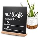 KALIONE Wifi Password Sign, Wooden Wifi Sign, Wifi Board Sign for Home, Wifi Password Sign for Home, Black Wifi Board Sign for Guests, Writable Wifi Password Sign Board for Home Store Table Decor