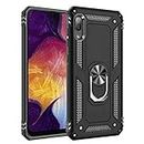 Samsung Galaxy A10 Case with Magnetic Ring Holder, Military Grade Protective Silicone TPU Shockproof Hard Armour Phone Cover for Samsung Galaxy A10 (Black)