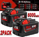 2Pack For M18 Battery 6.0ah For MILWAUKEE M18 Cordless LITHIUM-ION System Tools